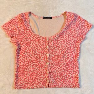 Pink Y2K Leopard Print Brandy Melville Top